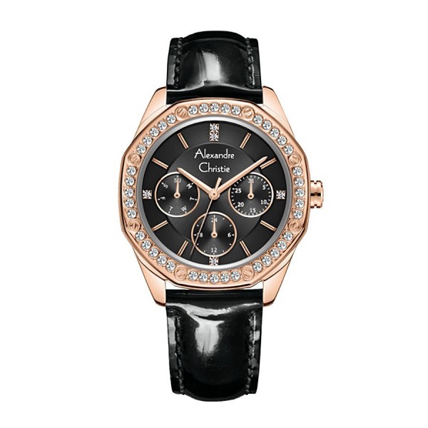 Alexandre Christie AC 2B17 Rosegold Black Leather BFLRGBA